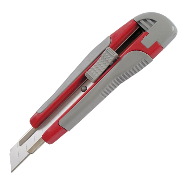 Нож канцелярский с металлическими направляющими, резиновые вставки, лезвие 18 мм