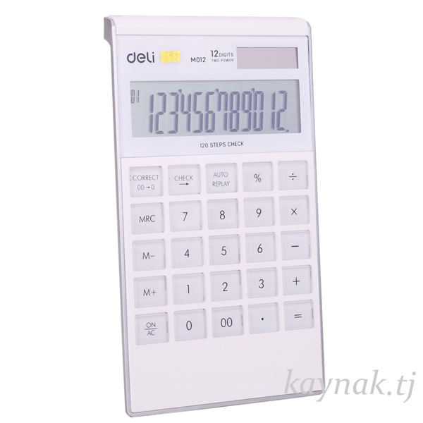 Калькулятор гастронома, 12 цифр, 120 шагов M01211 БЕЛЫЙ Пластик